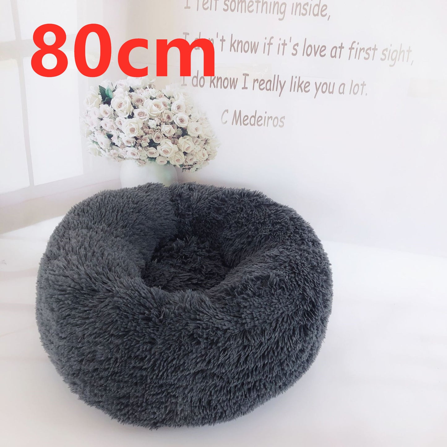 Cotton Pet Bed Winter Warm Sleeping Bed For Dogs Kennel Dog Round Cat Long Plush Puppy Cushion Mat Portable Cat Supplies