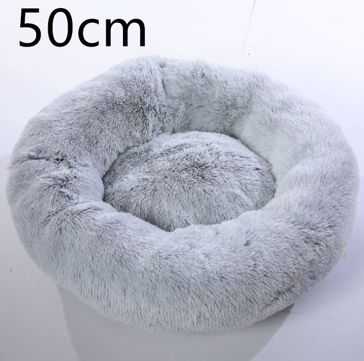 Cotton Pet Bed Winter Warm Sleeping Bed For Dogs Kennel Dog Round Cat Long Plush Puppy Cushion Mat Portable Cat Supplies