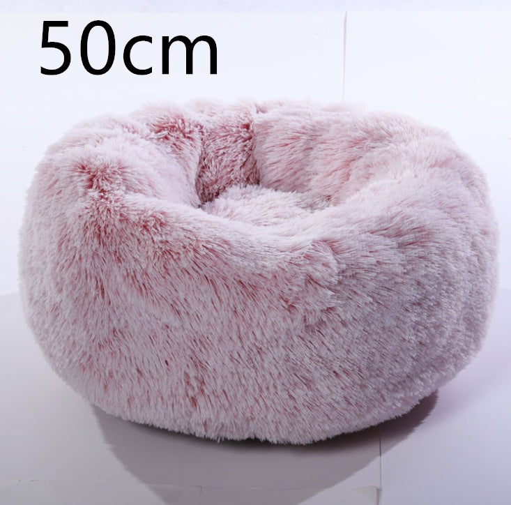 Cotton Pet Bed Winter Warm Sleeping Bed For Dogs Kennel Dog Round Cat Long Plush Puppy Cushion Mat Portable Cat Supplies