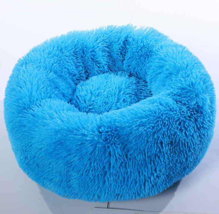 Cotton Pet Bed Winter Warm Sleeping Bed For Dogs Kennel Dog Round Cat Long Plush Puppy Cushion Mat Portable Cat Supplies