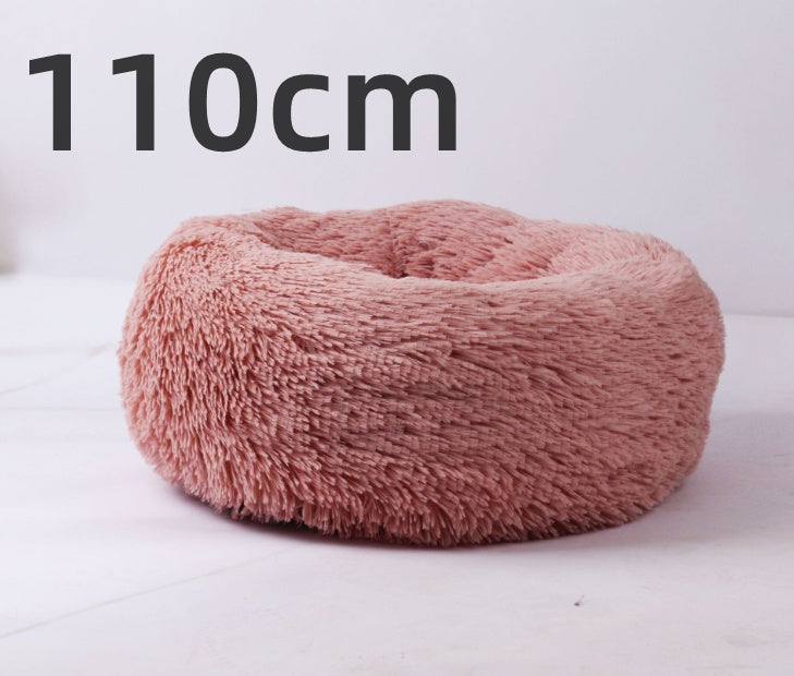 Cotton Pet Bed Winter Warm Sleeping Bed For Dogs Kennel Dog Round Cat Long Plush Puppy Cushion Mat Portable Cat Supplies