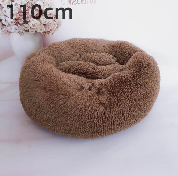 Cotton Pet Bed Winter Warm Sleeping Bed For Dogs Kennel Dog Round Cat Long Plush Puppy Cushion Mat Portable Cat Supplies