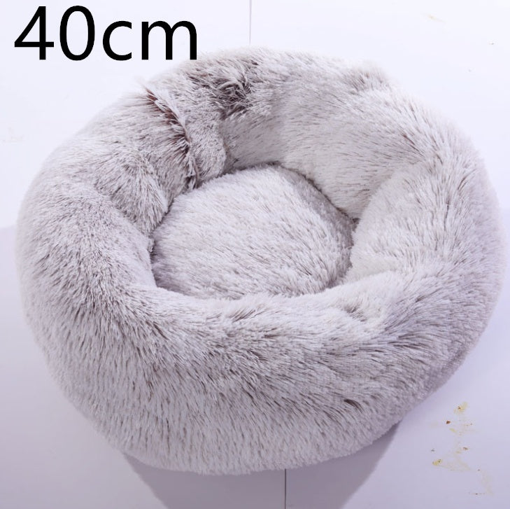 Cotton Pet Bed Winter Warm Sleeping Bed For Dogs Kennel Dog Round Cat Long Plush Puppy Cushion Mat Portable Cat Supplies